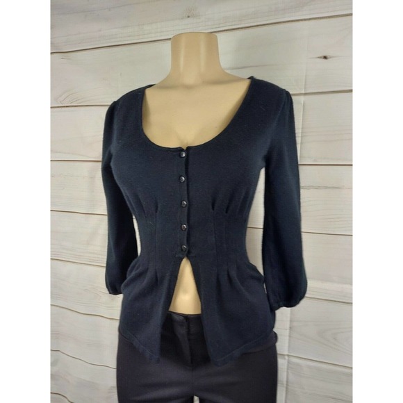 colourworks black cardigan button front ,size small 3/4 sleeve - Picture 10 of 10